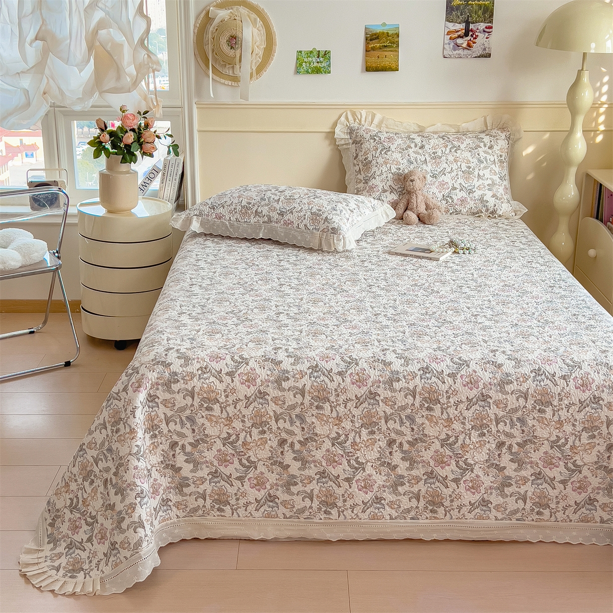 91家纺网 家纺一手货源 找家纺 慕木家纺 2026新款A类印花慕丝棉花边款床盖夏被系列(抽空压缩可供跨境)提供买家秀 锦芙+驼