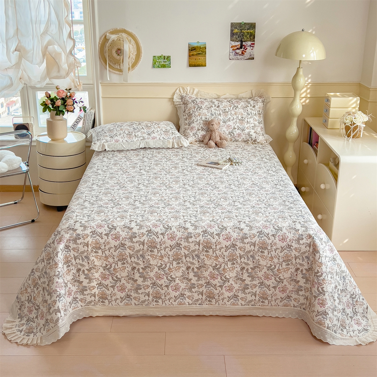 91家纺网 家纺一手货源 找家纺 慕木家纺 2026新款A类印花慕丝棉花边款床盖夏被系列(抽空压缩可供跨境)提供买家秀 锦芙+驼