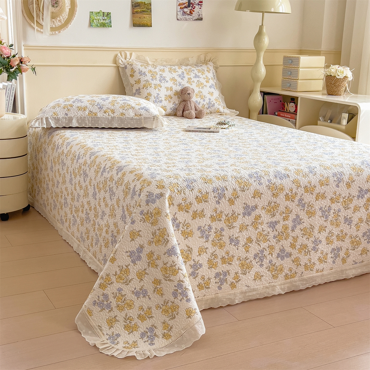 91家纺网 家纺一手货源 找家纺 慕木家纺 2026新款A类印花慕丝棉花边款床盖夏被系列(抽空压缩可供跨境)提供买家秀 金兰+黄