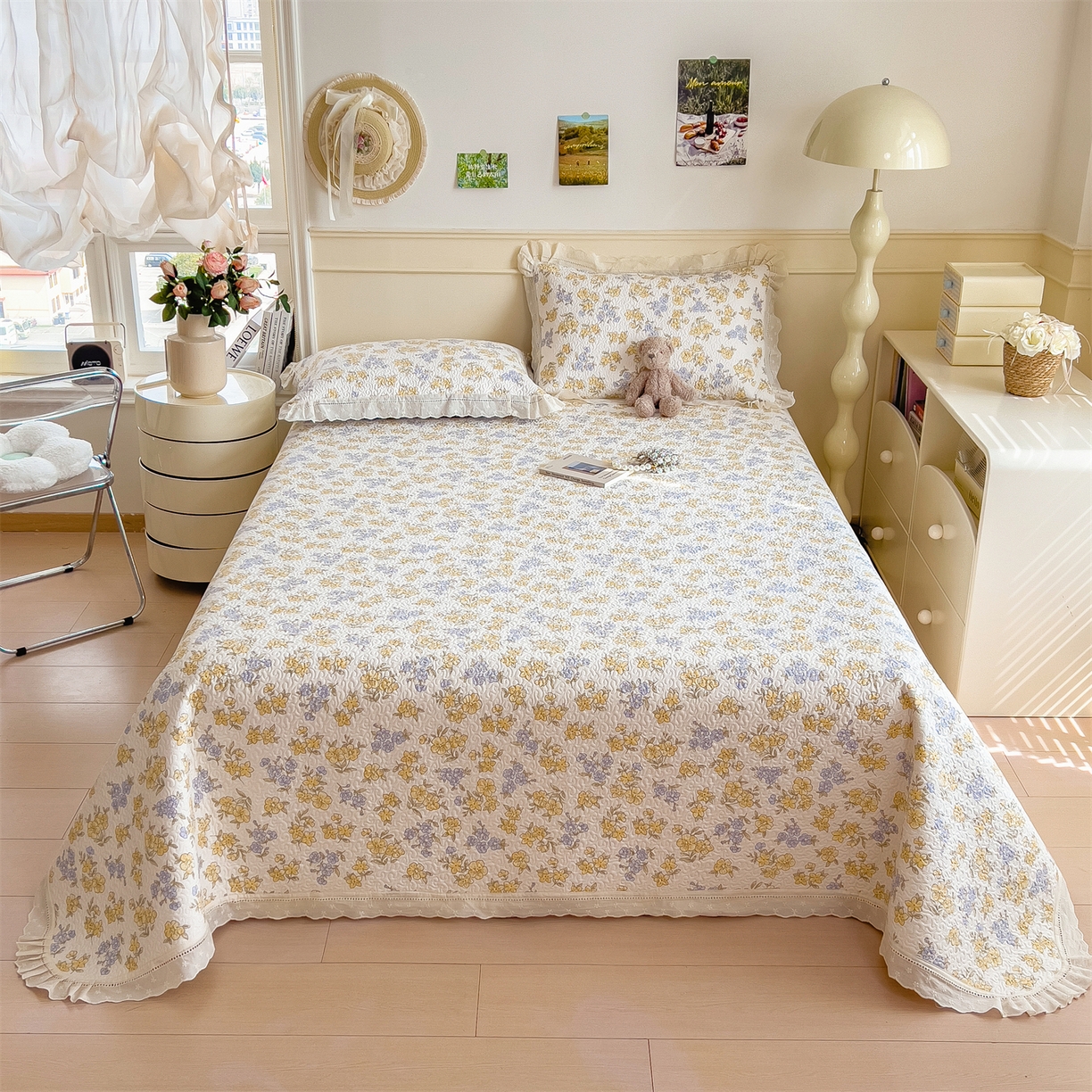 91家纺网 家纺一手货源 找家纺 慕木家纺 2026新款A类印花慕丝棉花边款床盖夏被系列(抽空压缩可供跨境)提供买家秀 金兰+黄
