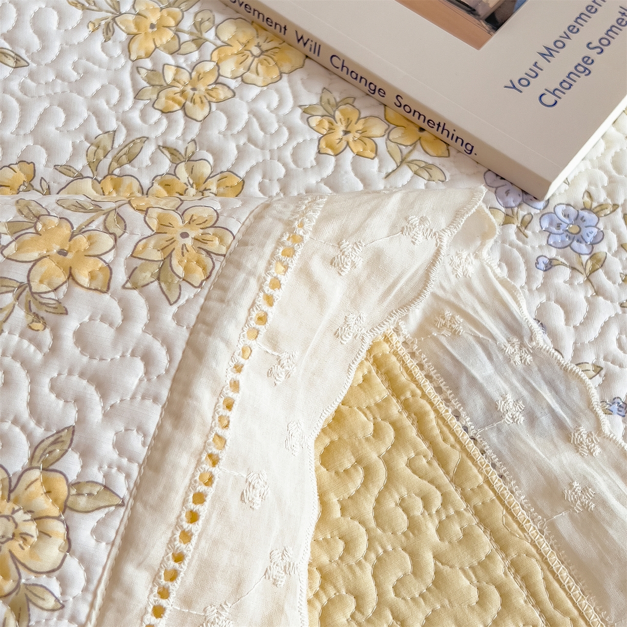 91家纺网 家纺一手货源 找家纺 慕木家纺 2026新款A类印花慕丝棉花边款床盖夏被系列(抽空压缩可供跨境)提供买家秀 金兰+黄