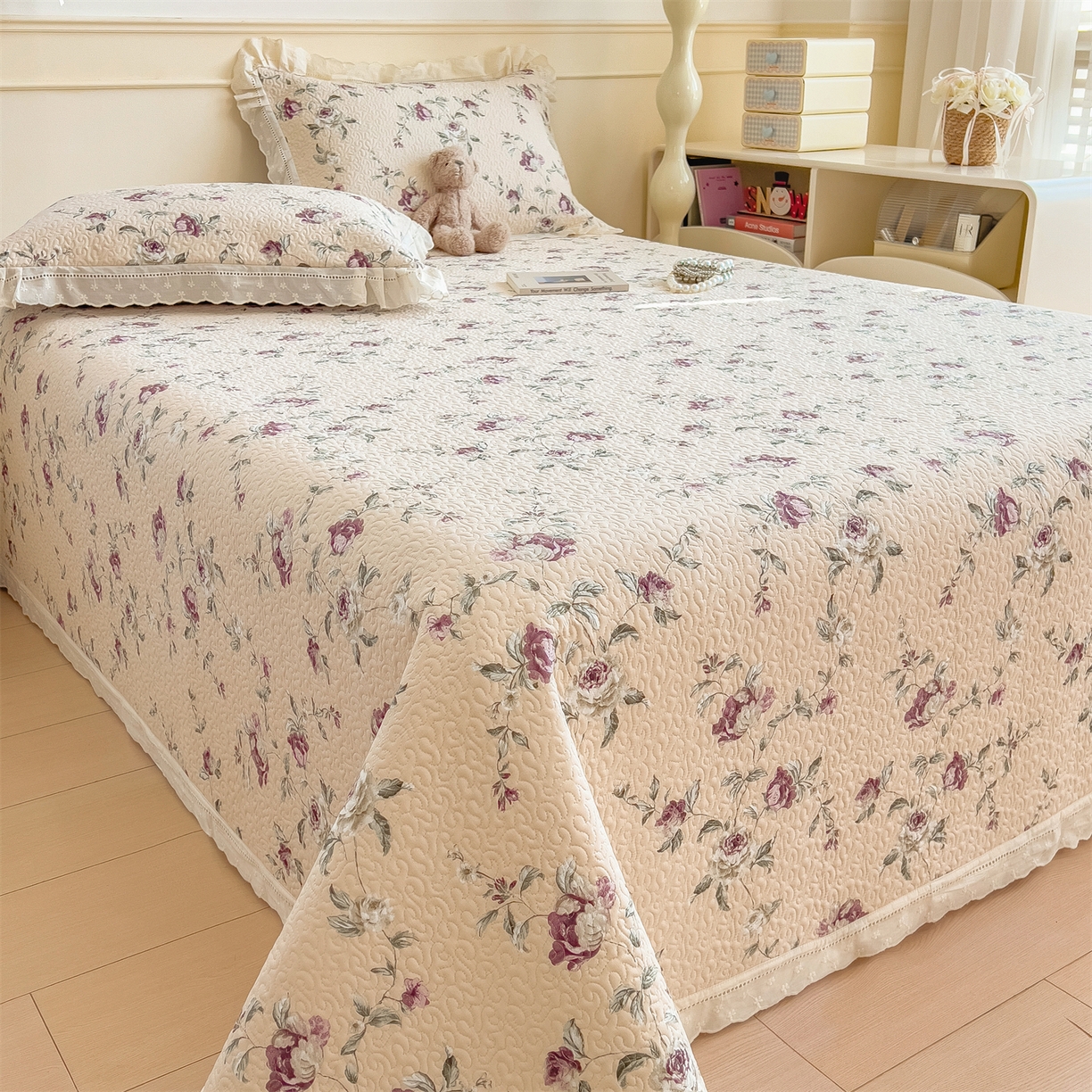 91家纺网 家纺一手货源 找家纺 慕木家纺 2026新款A类印花慕丝棉花边款床盖夏被系列(抽空压缩可供跨境)提供买家秀 洛雅+黛紫