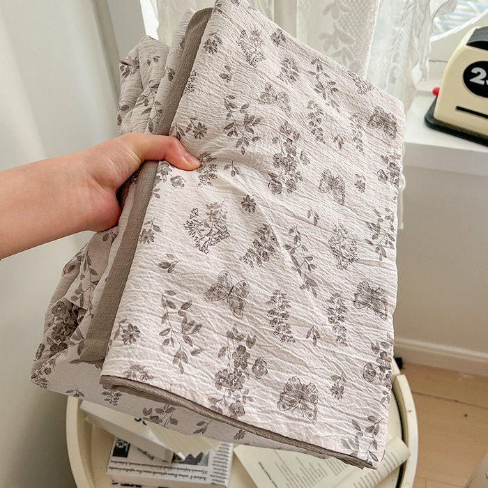 91家纺网 家纺一手货源 找家纺 朵朵家纺 2026新款高级感轻奢复古美拉德色系双层纱泡芙棉床品四件套加厚水洗双层纱软 素碟吟