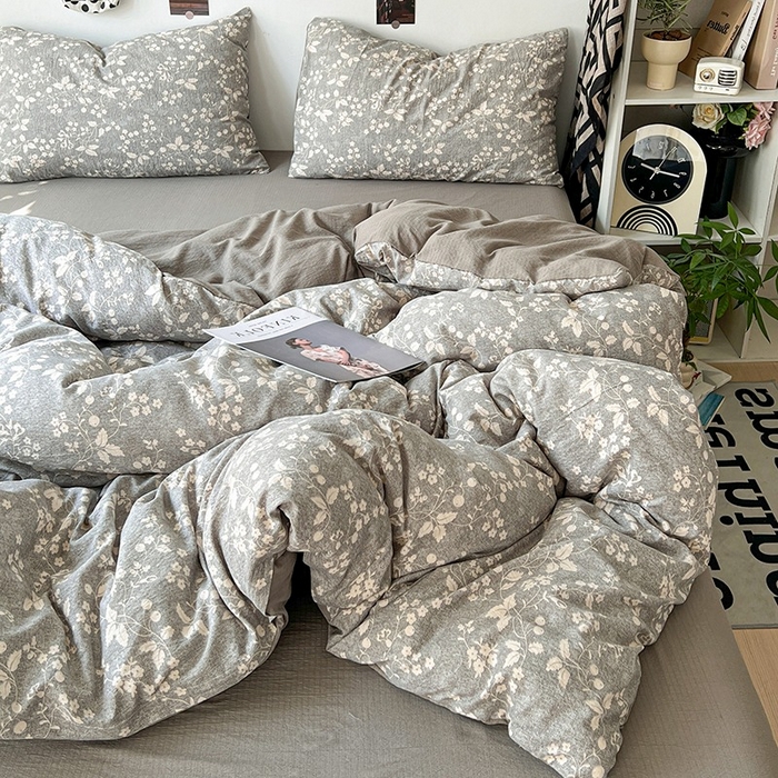 91家纺网 家纺一手货源 找家纺 朵朵家纺 2026新款高级感轻奢复古美拉德色系双层纱泡芙棉床品四件套加厚水洗双层纱软 漫野