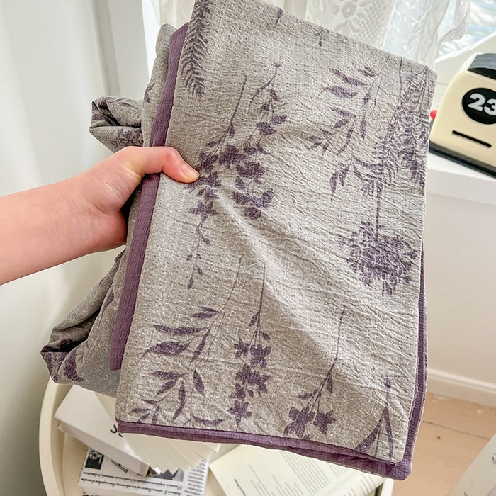 91家纺网 家纺一手货源 找家纺 朵朵家纺 2026新款高级感轻奢复古美拉德色系双层纱泡芙棉床品四件套加厚水洗双层纱软 紫苏