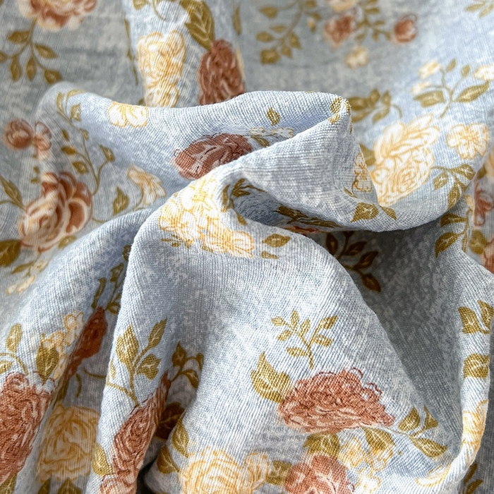 91家纺网 家纺一手货源 找家纺 朵朵家纺 2026新款高级感轻奢复古美拉德色系双层纱泡芙棉床品四件套加厚水洗双层纱软 醉玲珑