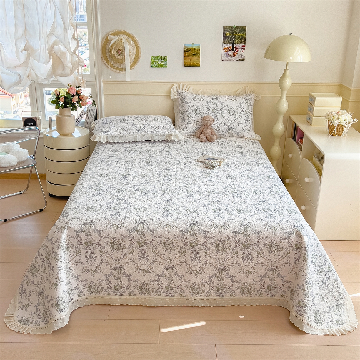 91家纺网 家纺一手货源 找家纺 慕木家纺 2026新款A类印花慕丝棉花边款床盖夏被系列(抽空压缩可供跨境)提供买家秀 清漫+绿