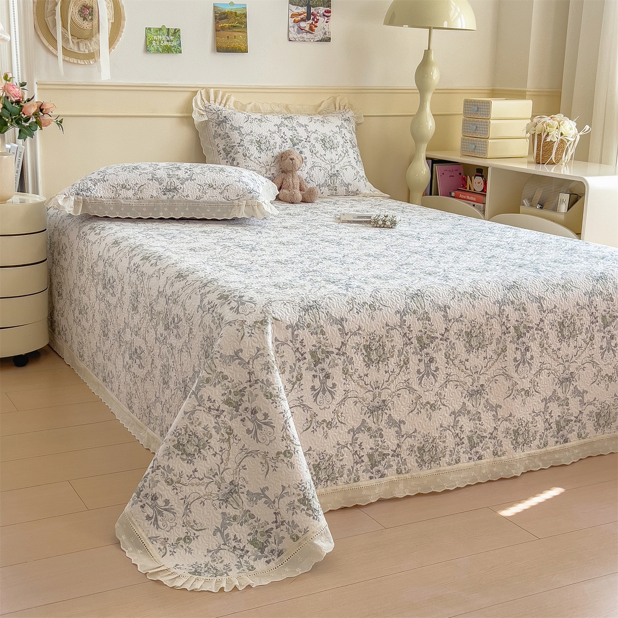 91家纺网 家纺一手货源 找家纺 慕木家纺 2026新款A类印花慕丝棉花边款床盖夏被系列(抽空压缩可供跨境)提供买家秀 清漫+绿