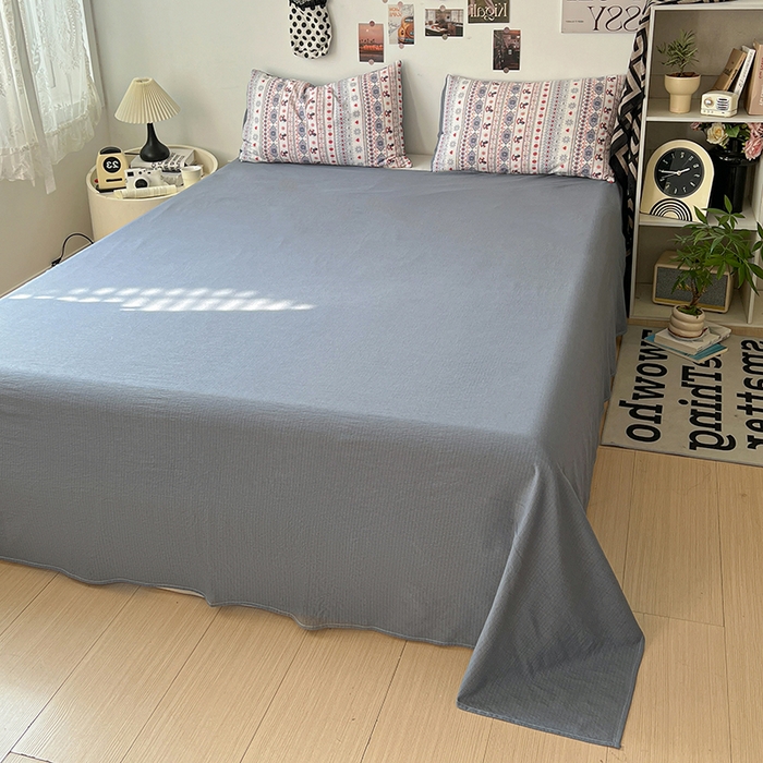 91家纺网 家纺一手货源 找家纺 （总）朵朵家纺 2026新款高级感轻奢复古美拉德色系双层纱泡芙棉床品四件套加厚水洗双层纱软