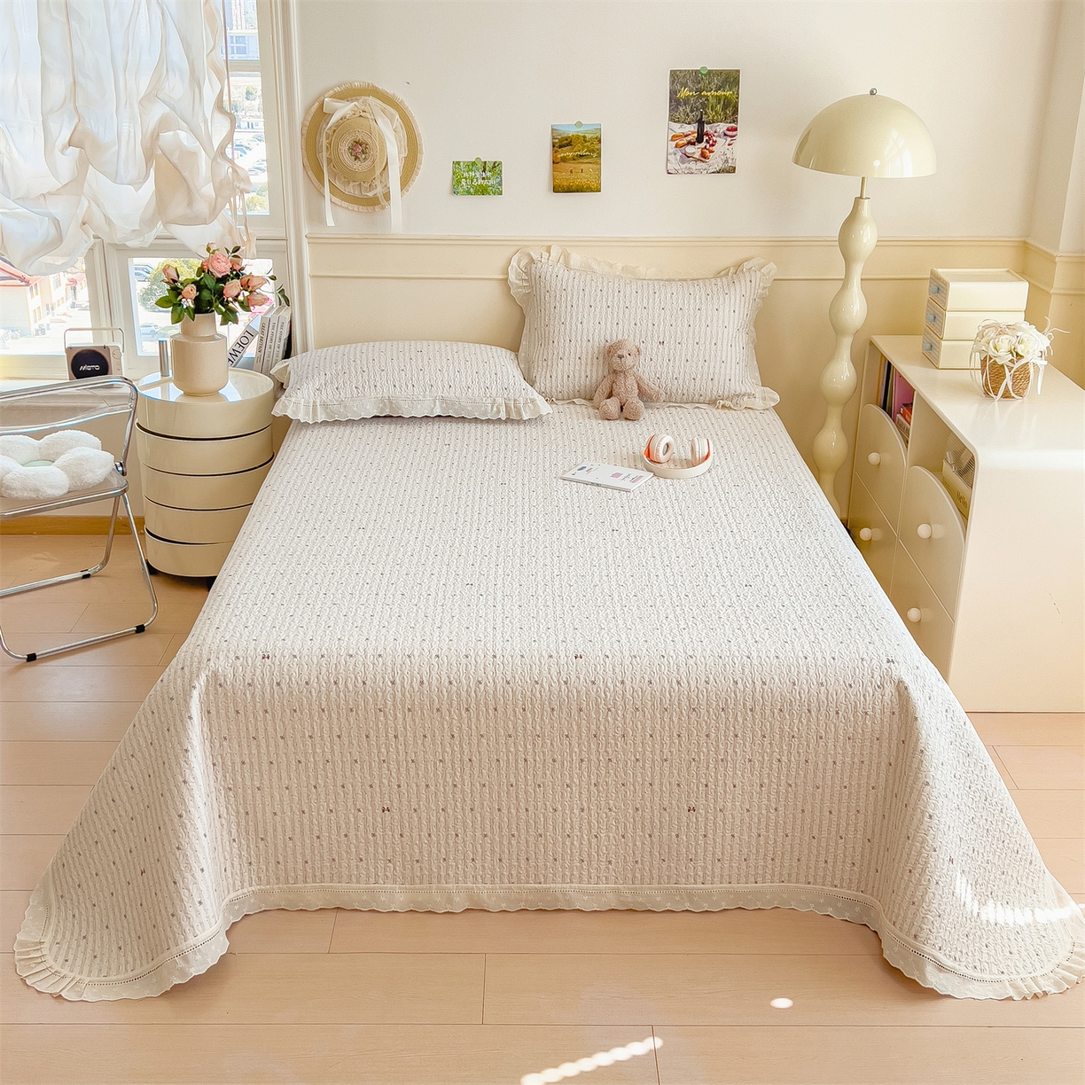 91家纺网 家纺一手货源 找家纺 慕木家纺 2026新款A类印花慕丝棉花边款床盖夏被系列(抽空压缩可供跨境)提供买家秀 波点序章+驼