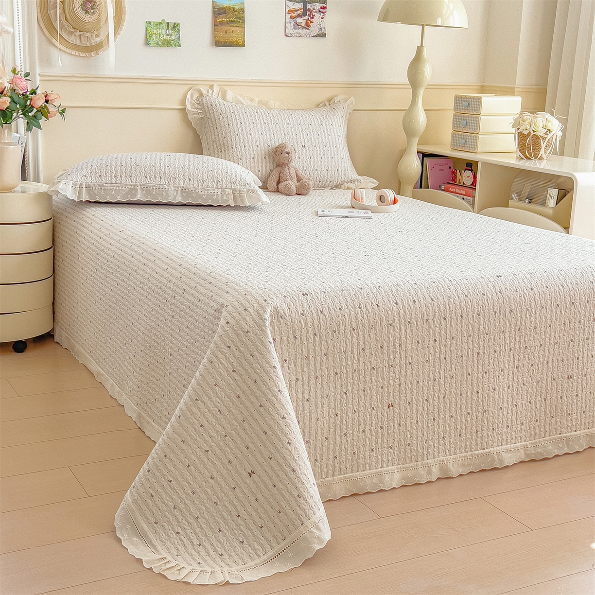 91家纺网 家纺一手货源 找家纺 慕木家纺 2026新款A类印花慕丝棉花边款床盖夏被系列(抽空压缩可供跨境)提供买家秀 波点序章+驼