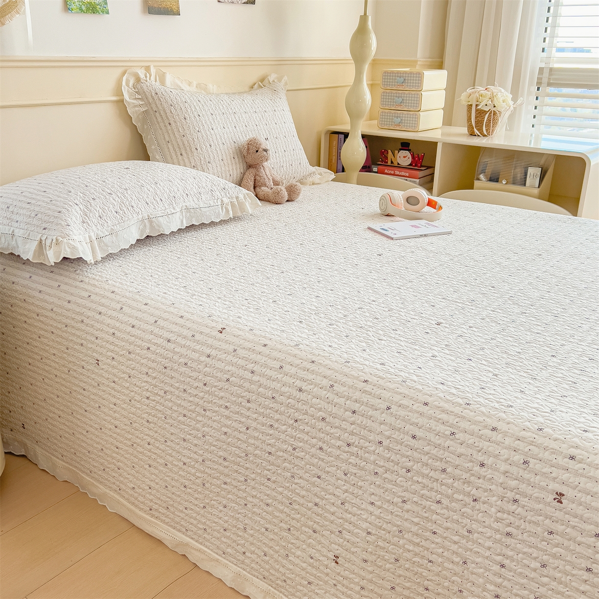 91家纺网 家纺一手货源 找家纺 慕木家纺 2026新款A类印花慕丝棉花边款床盖夏被系列(抽空压缩可供跨境)提供买家秀 波点序章+驼