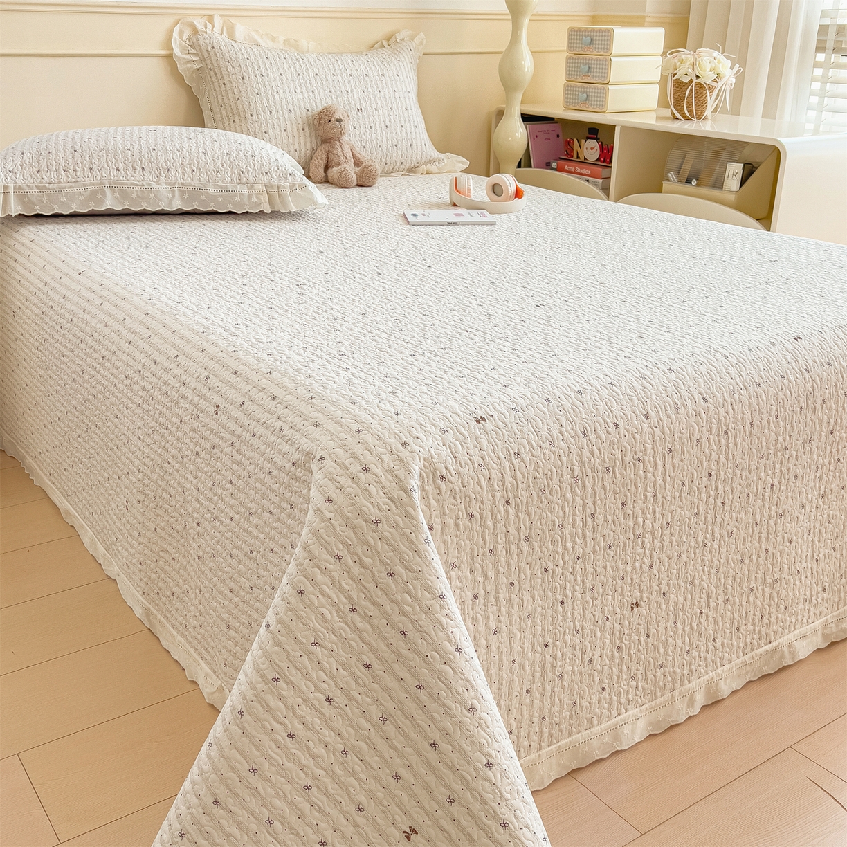 91家纺网 家纺一手货源 找家纺 慕木家纺 2026新款A类印花慕丝棉花边款床盖夏被系列(抽空压缩可供跨境)提供买家秀 波点序章+驼