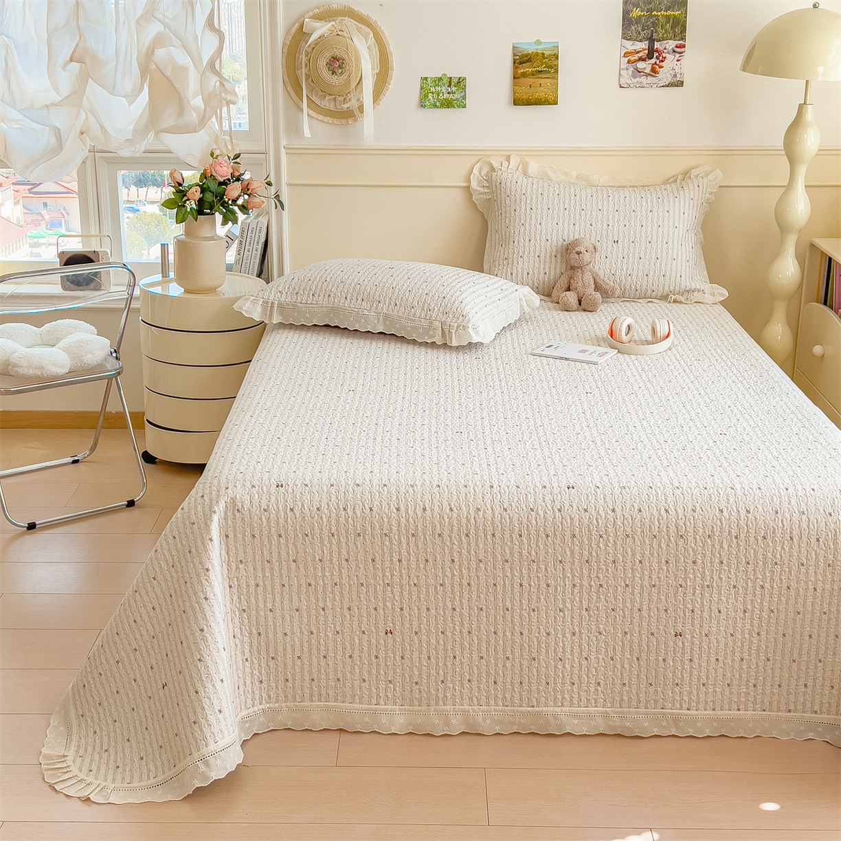 91家纺网 家纺一手货源 找家纺 慕木家纺 2026新款A类印花慕丝棉花边款床盖夏被系列(抽空压缩可供跨境)提供买家秀 波点序章+驼