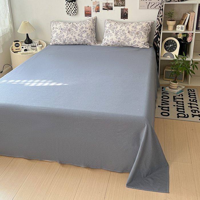 91家纺网 家纺一手货源 找家纺 朵朵家纺 2026新款高级感轻奢复古美拉德色系双层纱泡芙棉床品四件套加厚水洗双层纱软 青花瓷