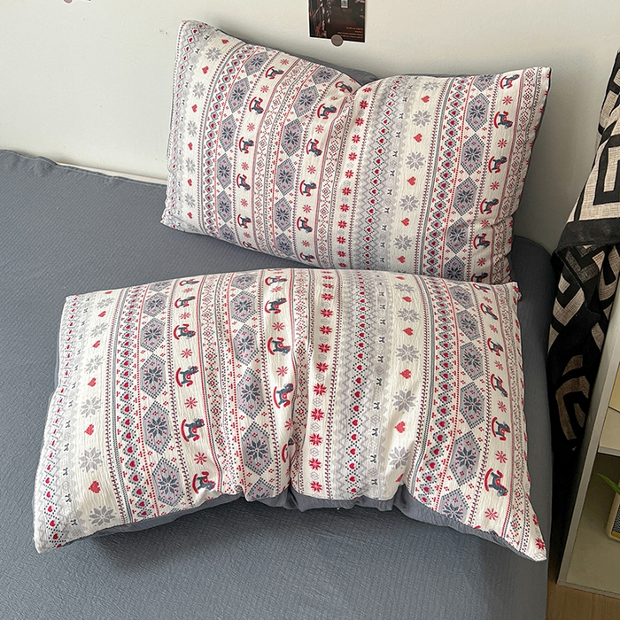 91家纺网 家纺一手货源 找家纺 朵朵家纺 2026新款高级感轻奢复古美拉德色系双层纱泡芙棉床品四件套加厚水洗双层纱软 马上有福