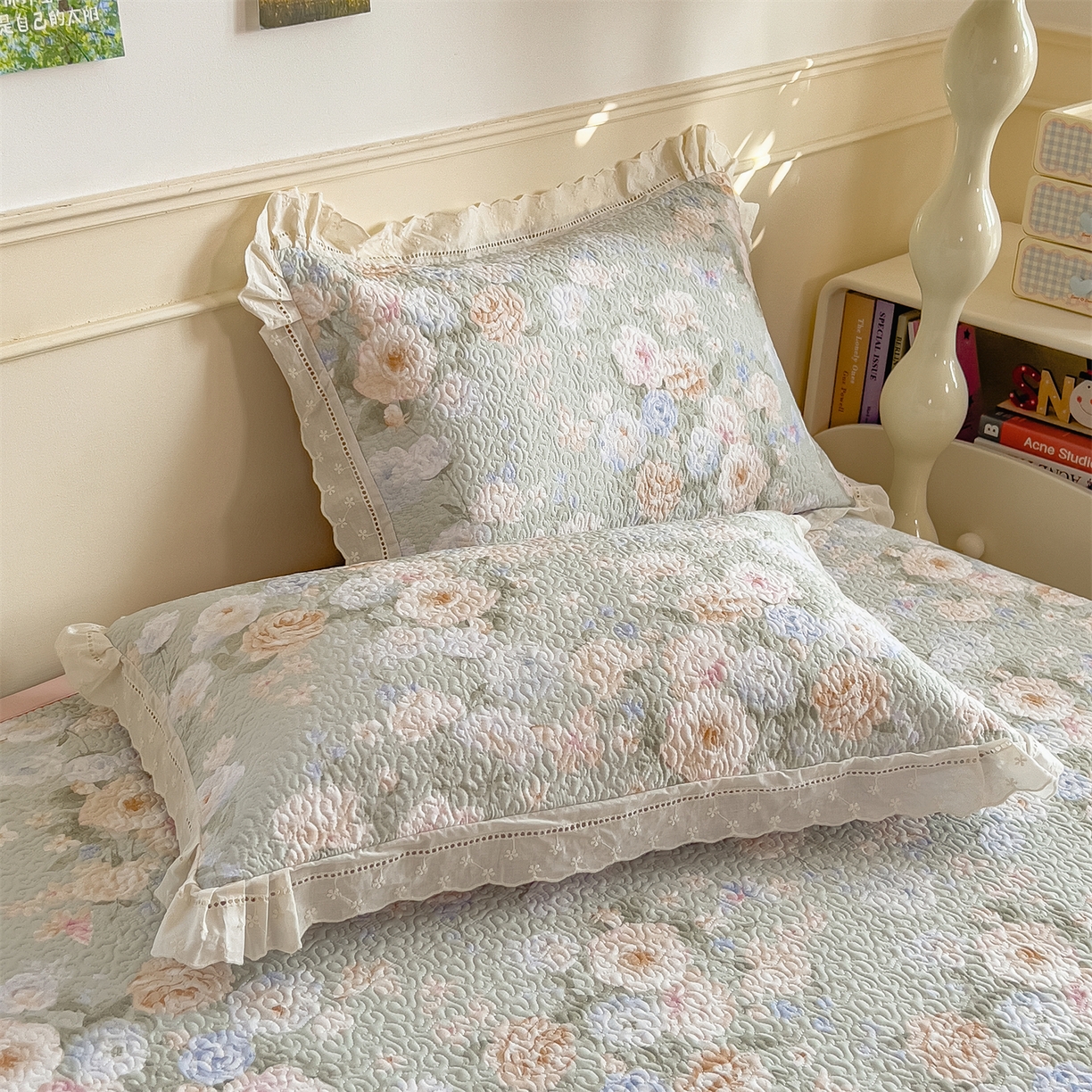 91家纺网 家纺一手货源 找家纺 慕木家纺 2026新款A类印花慕丝棉花边款床盖夏被系列(抽空压缩可供跨境)提供买家秀 青妍+粉