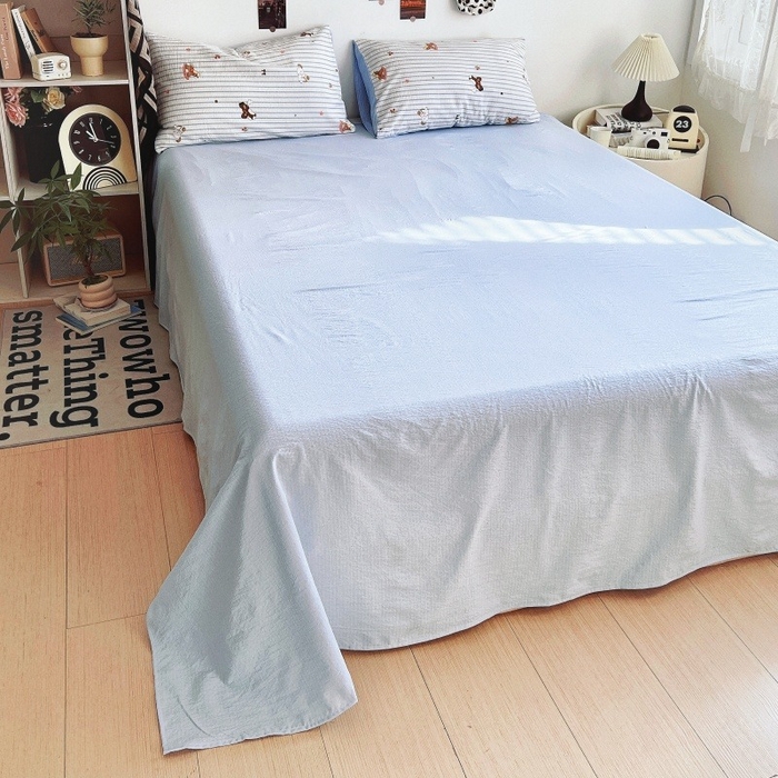 91家纺网 家纺一手货源 找家纺 朵朵家纺 2026新款高级感轻奢复古美拉德色系双层纱泡芙棉床品四件套加厚水洗双层纱软 木马拾光