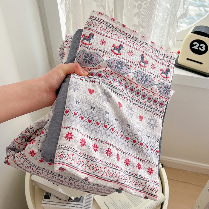 91家纺网 家纺一手货源 找家纺 （总）朵朵家纺 2026新款高级感轻奢复古美拉德色系双层纱泡芙棉床品四件套加厚水洗双层纱软