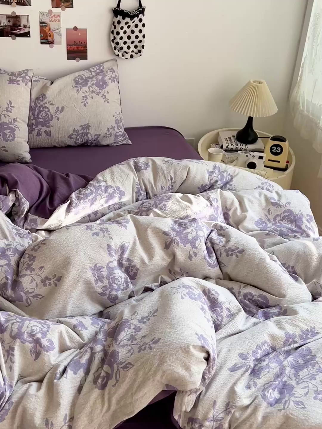 91家纺网 家纺一手货源 找家纺 朵朵家纺 2026新款高级感轻奢复古美拉德色系双层纱泡芙棉床品四件套加厚水洗双层纱软 紫韵