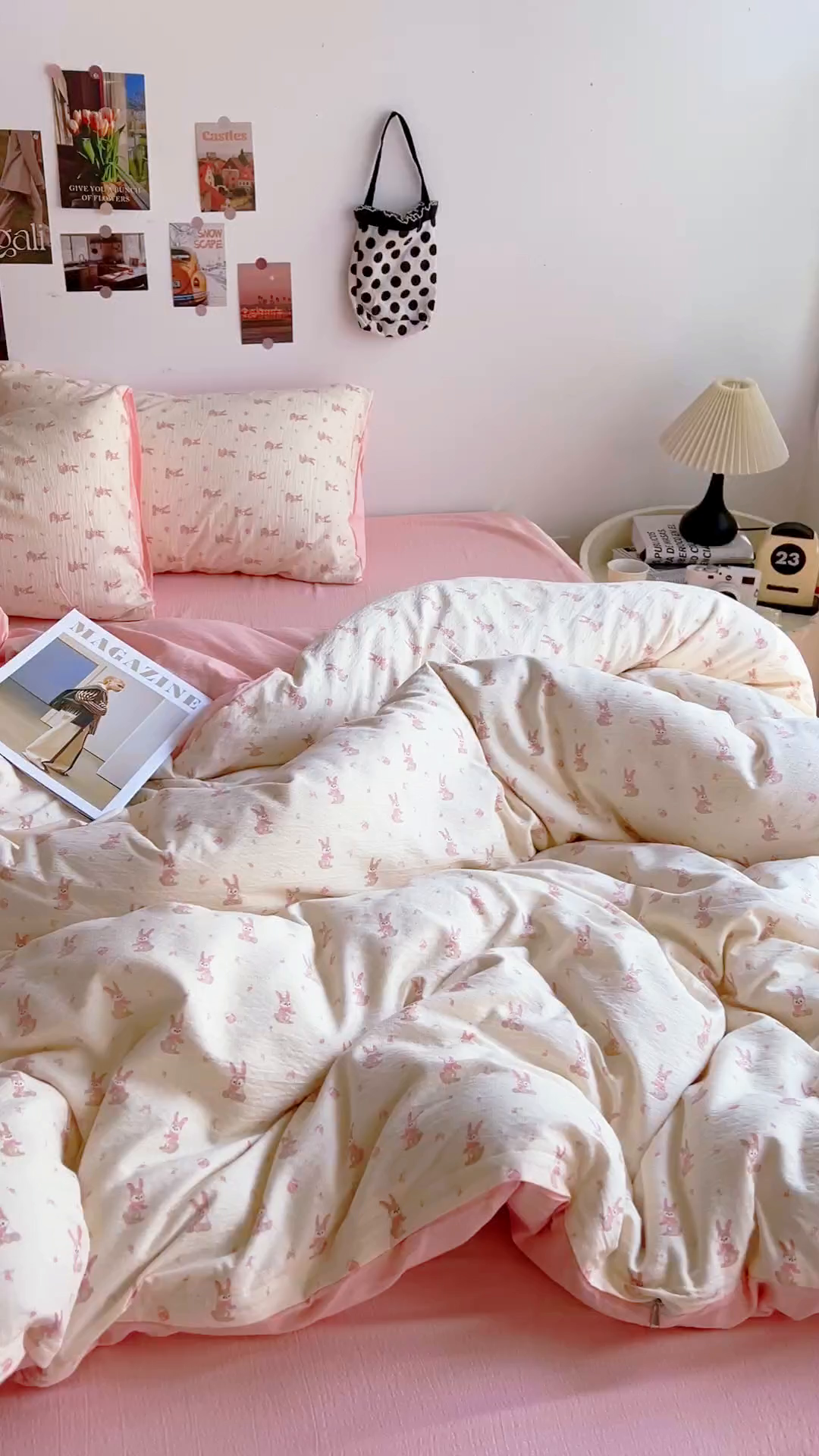 91家纺网 家纺一手货源 找家纺 朵朵家纺 2026新款高级感轻奢复古美拉德色系双层纱泡芙棉床品四件套加厚水洗双层纱软 奶芙兔