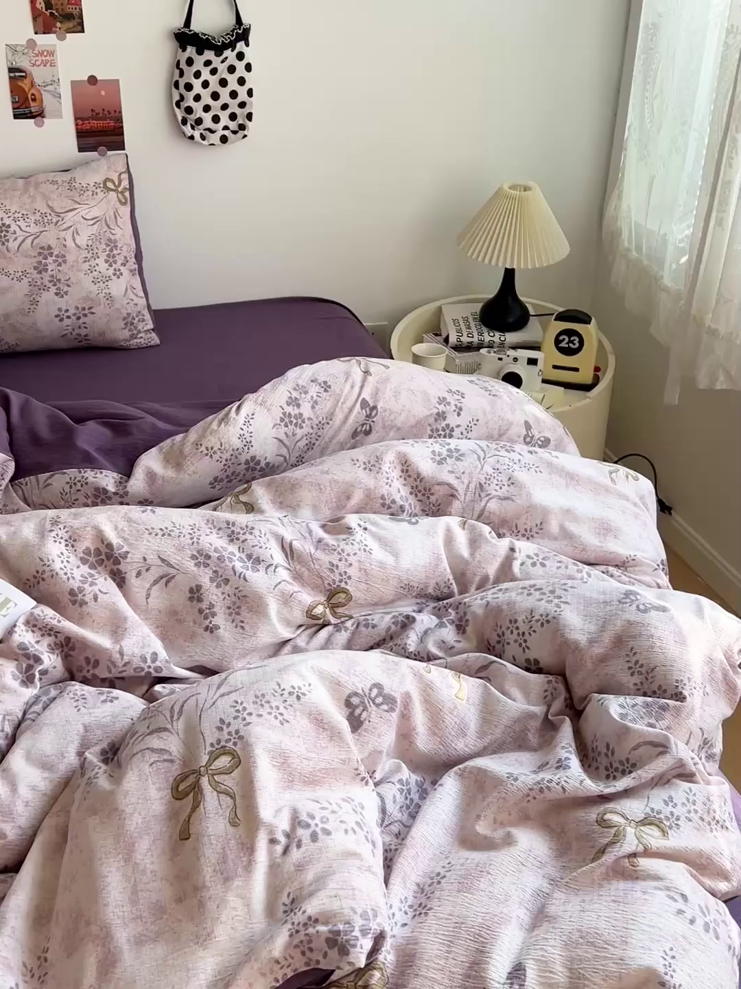 91家纺网 家纺一手货源 找家纺 朵朵家纺 2026新款高级感轻奢复古美拉德色系双层纱泡芙棉床品四件套加厚水洗双层纱软 花姿