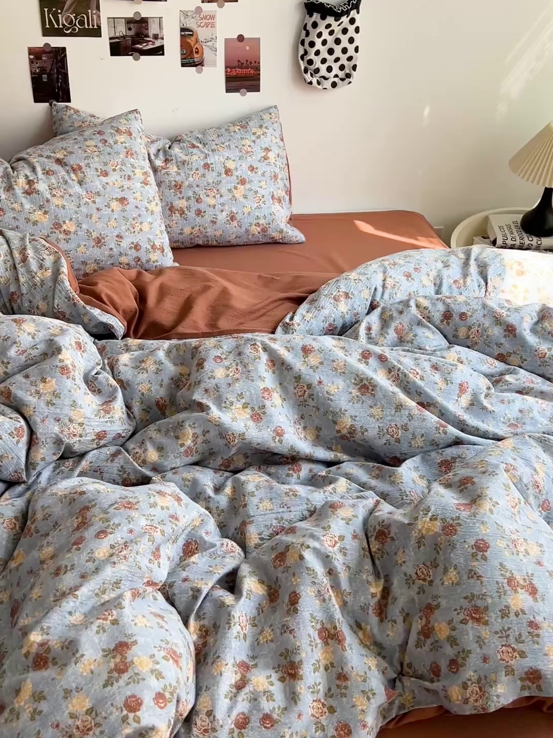 91家纺网 家纺一手货源 找家纺 朵朵家纺 2026新款高级感轻奢复古美拉德色系双层纱泡芙棉床品四件套加厚水洗双层纱软 醉玲珑