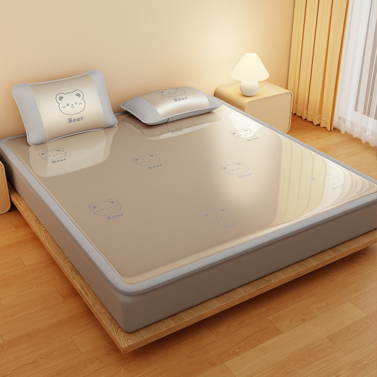 91家纺网 家纺一手货源 找家纺 （总）卡初家居（原微来） 2026春夏新款快乐熊水洗冰藤床席款床笠款