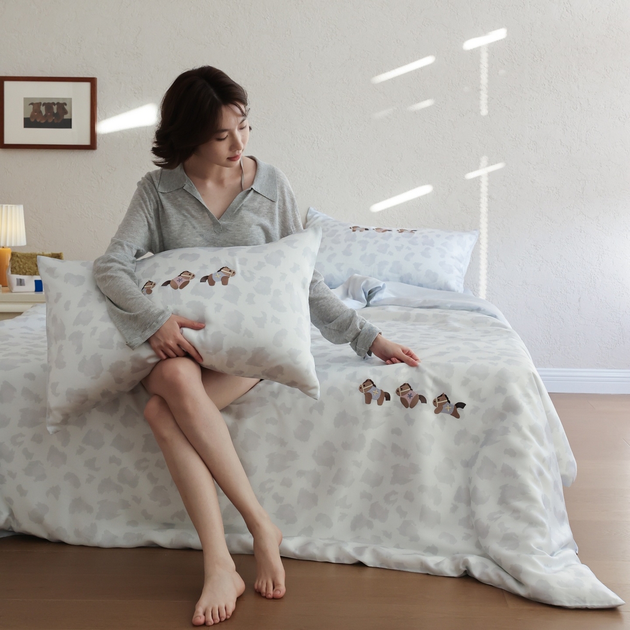 91家纺网 家纺一手货源 找家纺 （总）初拾 2026春夏新款60支兰精天丝”小胖马“四件套—幸运小马