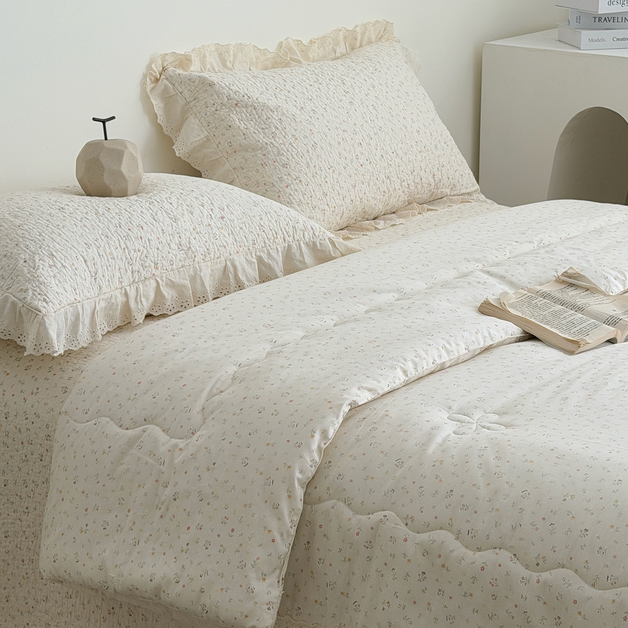 91家纺网 家纺一手货源 找家纺 佰织鑫家居 2026春夏新款全棉纯棉法式床盖款夏被夏凉被空调被夏被四件套春秋被四件套 花朵儿