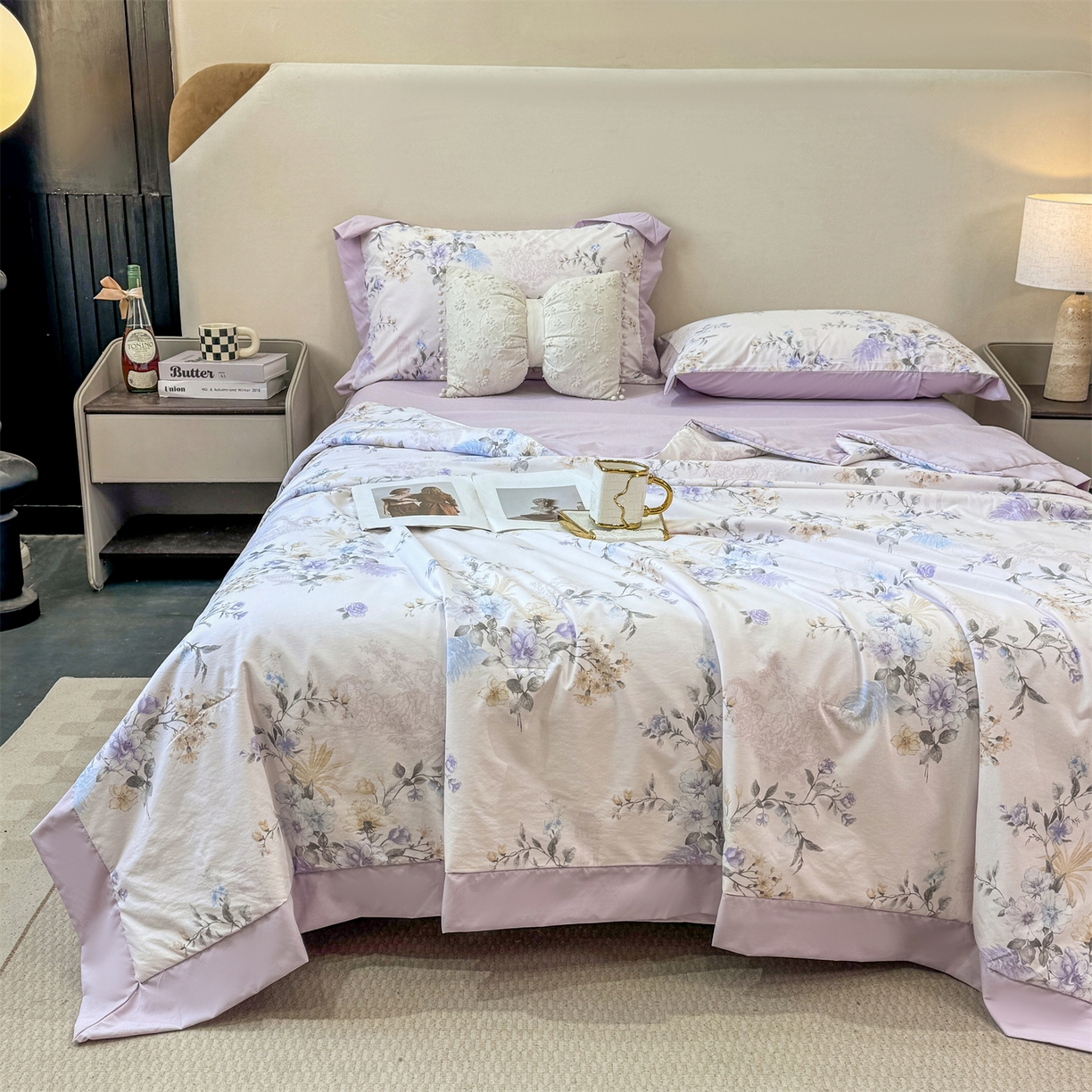 91家纺网 家纺一手货源 找家纺 （总）慕木家纺 2026新款A类印花慕丝棉凉感夏被夏凉被空调被四件套