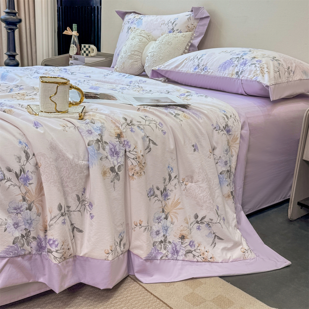 91家纺网 家纺一手货源 找家纺 （总）慕木家纺 2026新款A类印花慕丝棉凉感夏被夏凉被空调被四件套