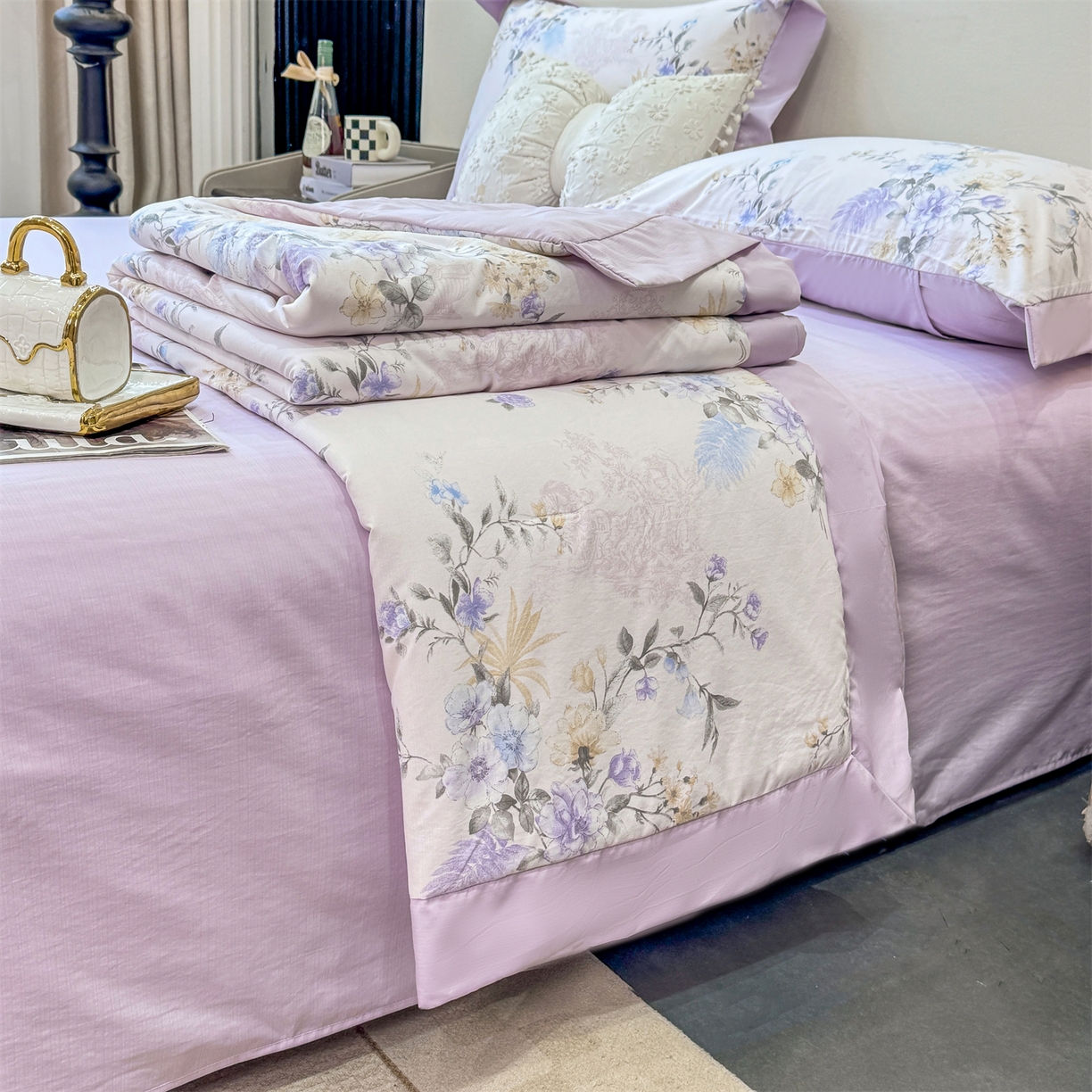 91家纺网 家纺一手货源 找家纺 （总）慕木家纺 2026新款A类印花慕丝棉凉感夏被夏凉被空调被四件套