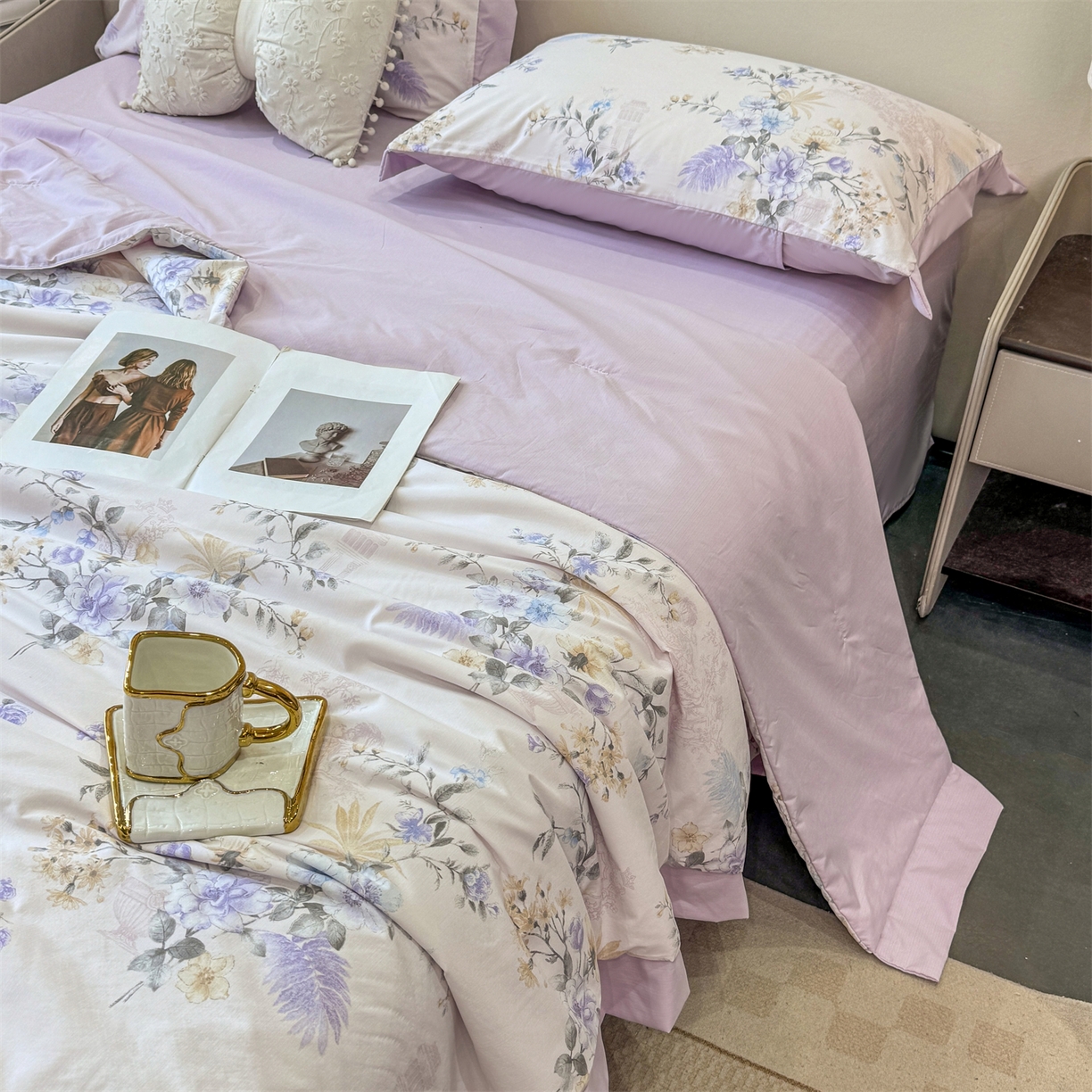 91家纺网 家纺一手货源 找家纺 （总）慕木家纺 2026新款A类印花慕丝棉凉感夏被夏凉被空调被四件套