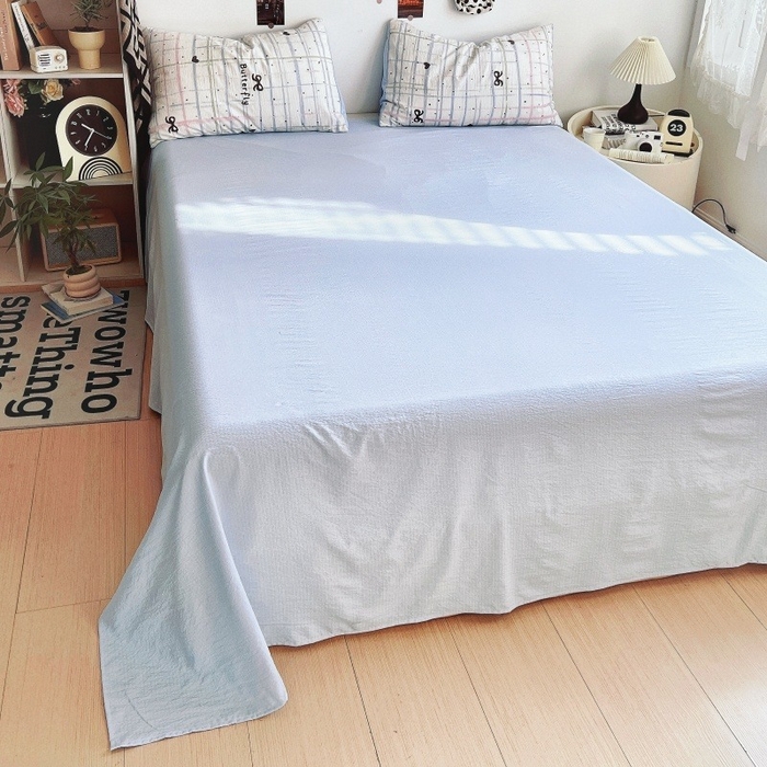 91家纺网 家纺一手货源 找家纺 朵朵家纺 2026新款高级感轻奢复古美拉德色系双层纱泡芙棉床品四件套加厚水洗双层纱软 盐系格绊