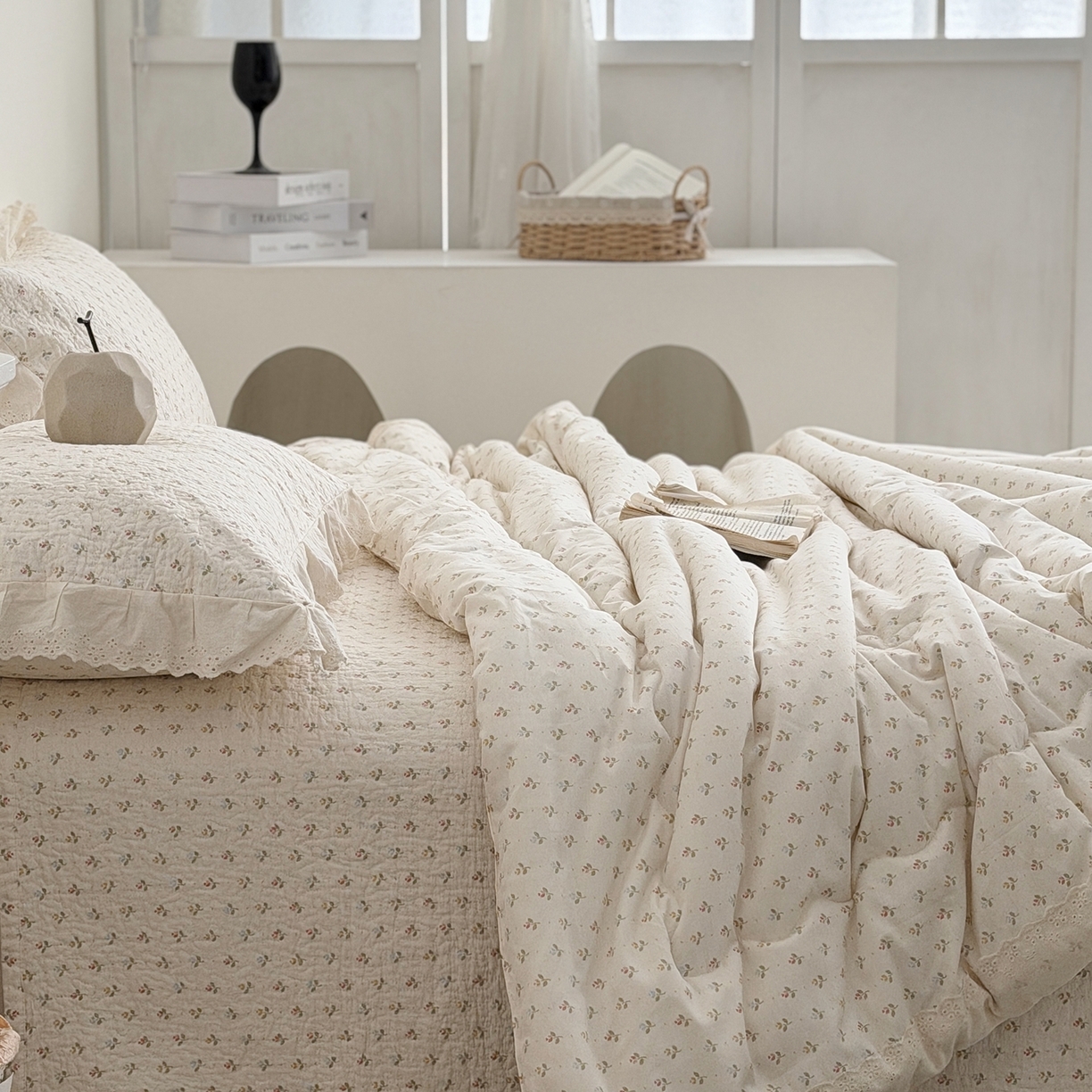 91家纺网 家纺一手货源 找家纺 佰织鑫家居 2026春夏新款全棉纯棉法式床盖款夏被夏凉被空调被夏被四件套春秋被四件套 花语