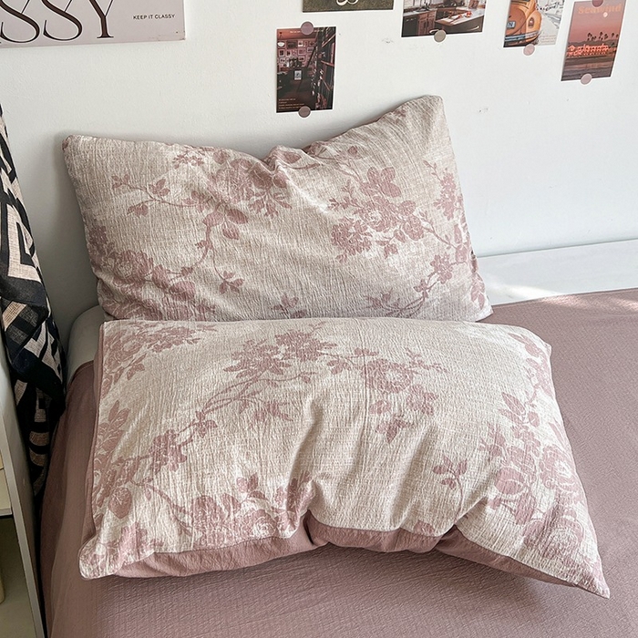 91家纺网 家纺一手货源 找家纺 朵朵家纺 2026新款高级感轻奢复古美拉德色系双层纱泡芙棉床品四件套加厚水洗双层纱软 知音咖