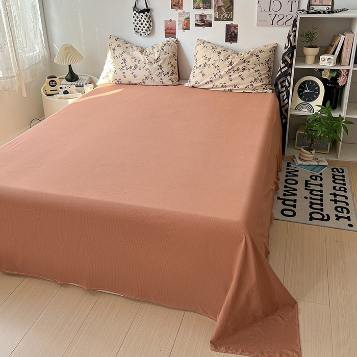 91家纺网 家纺一手货源 找家纺 朵朵家纺 2026新款高级感轻奢复古美拉德色系双层纱泡芙棉床品四件套加厚水洗双层纱软 暮光