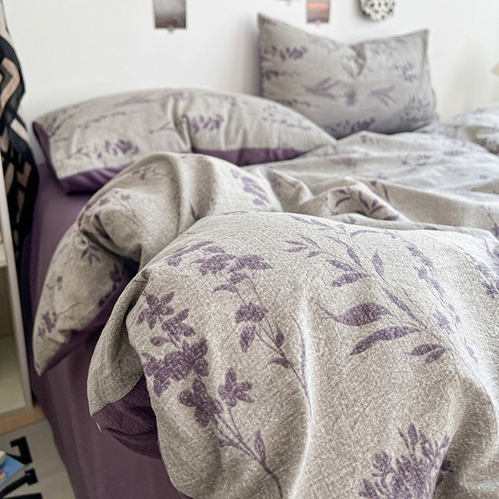 91家纺网 家纺一手货源 找家纺 （总）朵朵家纺 2026新款高级感轻奢复古美拉德色系双层纱泡芙棉床品四件套加厚水洗双层纱软