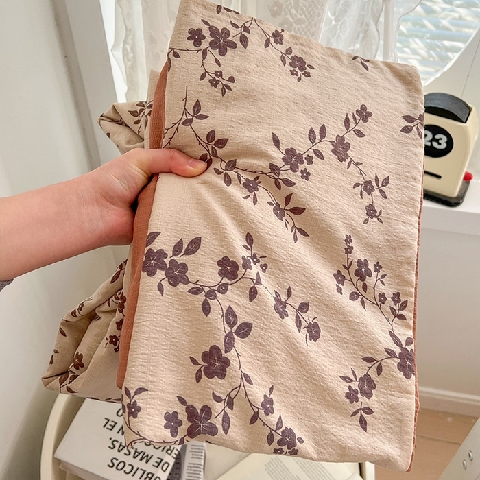 91家纺网 家纺一手货源 找家纺 朵朵家纺 2026新款高级感轻奢复古美拉德色系双层纱泡芙棉床品四件套加厚水洗双层纱软 暮光