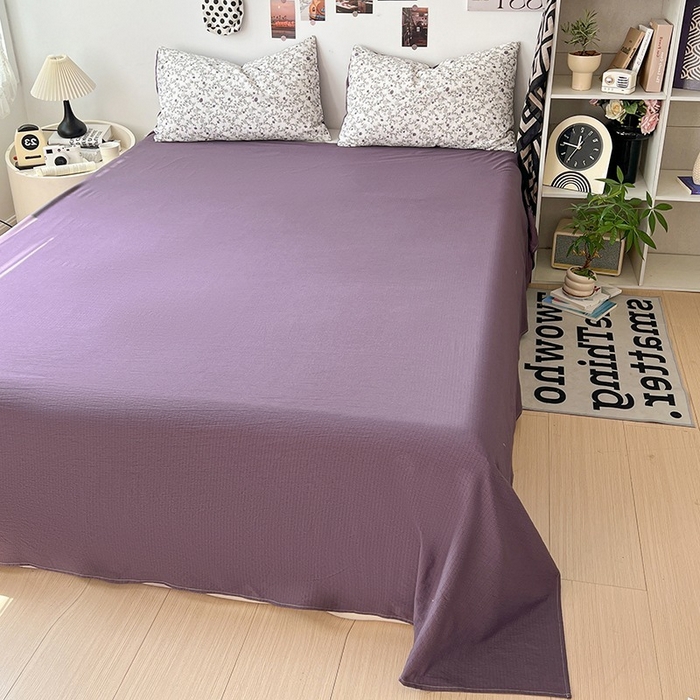 91家纺网 家纺一手货源 找家纺 朵朵家纺 2026新款高级感轻奢复古美拉德色系双层纱泡芙棉床品四件套加厚水洗双层纱软 春风拂梦