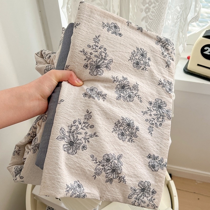 91家纺网 家纺一手货源 找家纺 朵朵家纺 2026新款高级感轻奢复古美拉德色系双层纱泡芙棉床品四件套加厚水洗双层纱软 清欢