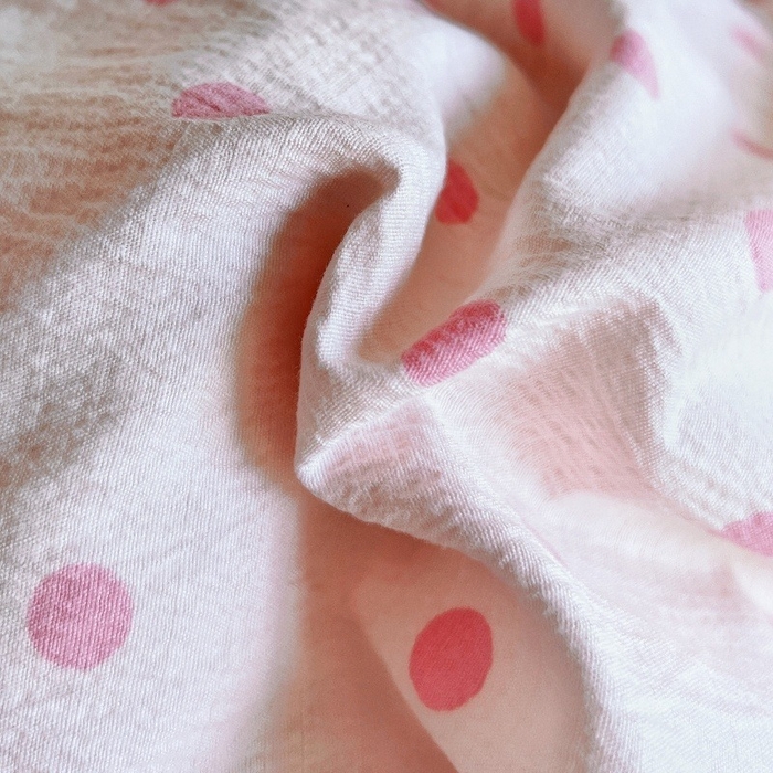 91家纺网 家纺一手货源 找家纺 朵朵家纺 2026新款高级感轻奢复古美拉德色系双层纱泡芙棉床品四件套加厚水洗双层纱软 粉红波点