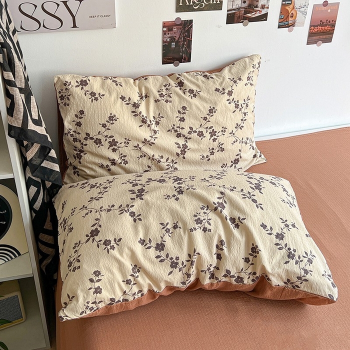 91家纺网 家纺一手货源 找家纺 朵朵家纺 2026新款高级感轻奢复古美拉德色系双层纱泡芙棉床品四件套加厚水洗双层纱软 暮光