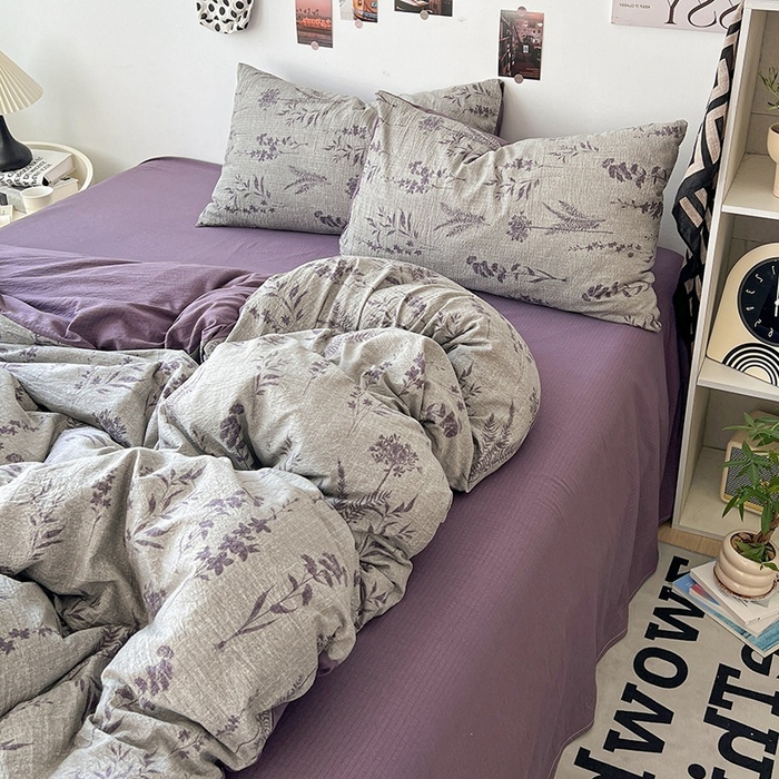 91家纺网 家纺一手货源 找家纺 （总）朵朵家纺 2026新款高级感轻奢复古美拉德色系双层纱泡芙棉床品四件套加厚水洗双层纱软