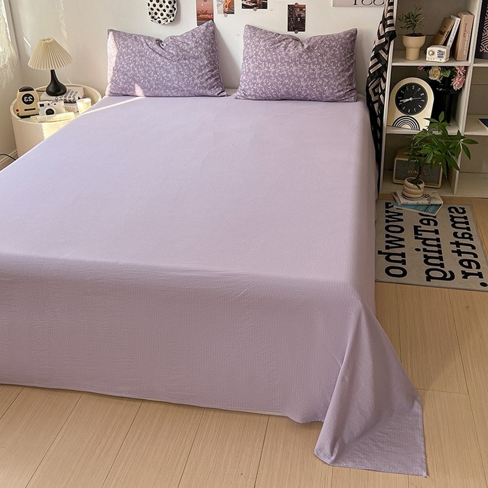 91家纺网 家纺一手货源 找家纺 朵朵家纺 2026新款高级感轻奢复古美拉德色系双层纱泡芙棉床品四件套加厚水洗双层纱软 紫萝漫想