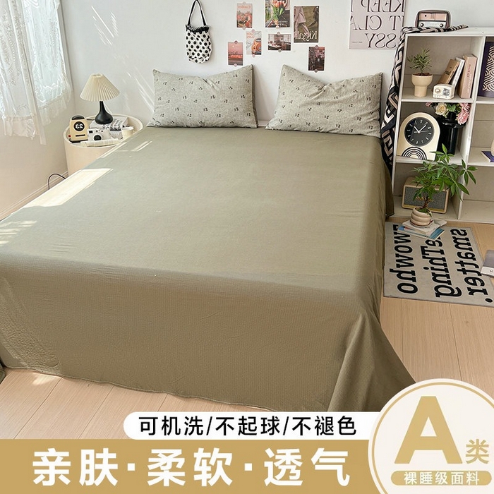 朵朵家纺 2026新款高级感轻奢复古美拉德色系双层纱泡芙棉床品四件套加厚水洗双层纱软 素碟吟