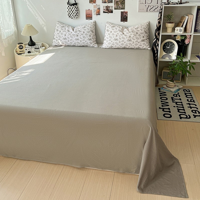 91家纺网 家纺一手货源 找家纺 朵朵家纺 2026新款高级感轻奢复古美拉德色系双层纱泡芙棉床品四件套加厚水洗双层纱软 素碟吟