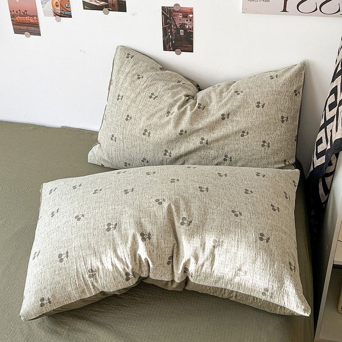 91家纺网 家纺一手货源 找家纺 朵朵家纺 2026新款高级感轻奢复古美拉德色系双层纱泡芙棉床品四件套加厚水洗双层纱软 绿樱