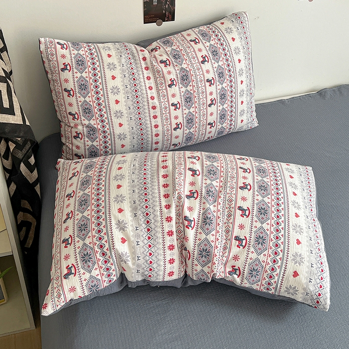 91家纺网 家纺一手货源 找家纺 朵朵家纺 2026新款高级感轻奢复古美拉德色系双层纱泡芙棉床品四件套加厚水洗双层纱软 马上有福